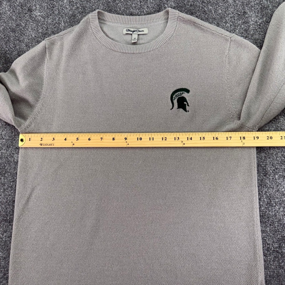 Michigan State Spartans Sweater Mens Medium Straight Down Merino Wool Blend Gray - Picture 8 of 11